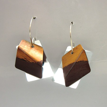 Light and Dark Brown Folded Paper Earrings - Click Image to Close